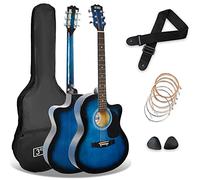 3rd Avenue Pacchetto con chitarra acustica cutaway 3rd Avenue di dimensioni standard 4/4 livello beginner, custodia da trasporto, tracolla, plettri e corde di riserva - Blu