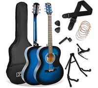 3rd Avenue Pacchetto con chitarra acustica di dimensioni standard 4/4 livello beginner, custodia da trasporto, plettri e corde di riserva, stand, tracolla, capotasto- Blu