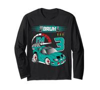 3rd Birthday Bruh Racing Car Party Outfit 3 Year Old Boys Maglia a Manica