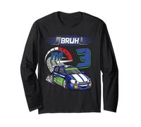 3rd Birthday Bruh Racing Car Party Outfit 3 Year Old Boys Maglia a Manica