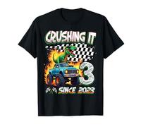 3rd Birthday Monster Truck Dinosaur Crushing It Since 2023 Maglietta