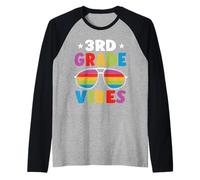 3rd Grade Back To School Sunglasses Vibes Retro First Day Maglia con Maniche Raglan
