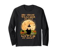 3rd Grade Teacher By Day Witch By Night Halloween Costume Maglia a Manica