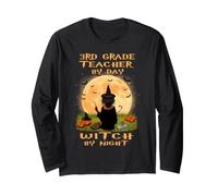 3rd Grade Teacher By Day Witch By Night Halloween Costume Maglia a Manica