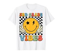 3rd Grade Vibes Retro Groovy Ritorno a Scuola Terza elementare Maglietta