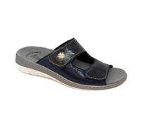 3Rose 311 Ciabatte Donna con Doppia Fascia in Microfibra Elasticizzata - Pantofole Casa e Fuori, Chiusura a Strappo Regolabile - Anatomico, Tacco 3,5 cm - Plantare Estraibile Vera Pelle (35, Blu)