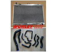 3ROW Aluminum Radiator+BLACK HOSE FOR Nissan Silvia S14 S15 SR20DET 240SX 200SX