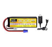 3S Lipo Batteria 11.1V 3000mAh 35C con spina EC3 con cavo di ricarica USB per RC Auto Camion RC Barca RC Quadcopter FPV Drone Batteria