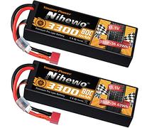 3S Lipo Batteria 3300mAh 80C Batterie Lipo 11,1v RC Hardcase con Connectore Deans T Spina compatibile con Losi 1/8 1/10 RC Auto Camion Veicolo Elicottero Aereo Barca (2 pezzi)