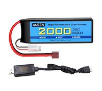 3S spina T Lipo Battery 11.1V 2000mAh 35C con cavo di ricarica USB per auto RC, camion, modelli di auto, navi a telecomando, quad-rotor RC, batterie di drone FPV