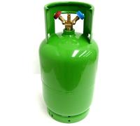 Bombola Doppio Rubinetto Neutra Vuota per Gas Refrigerante, Capacità 12 Lt, con Doppia Valvola Rubinetto (1 Pescante e 1 Aspirante) e Attacchi 1/4" SAE, Max 46 Bar
