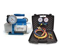 Pompa vuoto bistadio 70 Lt + set manometrico 4 VIE universale