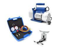 3S SuperSamaStore Kit Pompa del Vuoto Monostadio 70 L/Min con Set Manometri 2 Vie Multigas e Cartellatrice 5/16"-1/2" per Installazione e Manutenzione Impianti Climatizzazione e Condizionatori