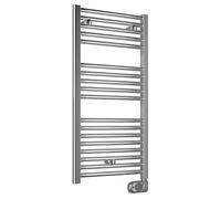 3S SuperSamaStore Radiatore Scaldasalviette Elettrico Cortina Evo con Termostato Digitale, Termoarredo da Bagno con Cavo, Programmazione Settimanale, Cromato, 300W, 92 x 48 Centimetri