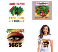 3Sheets Juneteenth Adesivi in vinile a trasferimento termico Decorazioni Juneteenth Storia nera Trasferimento di calore Termoadesivo 1865 Festa della Liberazione Design a trasferimento termico per