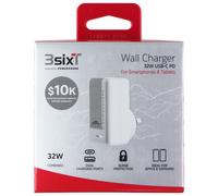 3SIXT Powerguard Limitatore di Sovratensione 32W Doppio Usb-C A Pd Muro Charger