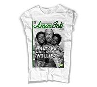 3styler T-Shirt Donna Bianca Il Mio Amico Arnold Different Strokes - Che Cosa stai dicendo Willis? - Serie TV Cult Shirt - Linea Amazink - Cotone Fiammato (Slub) 150 gr/mq (L, Bianco)