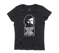 3styler T-Shirt Donna Eskimo - Francesco Guccini - Linea Classic - 100% Cotone 185 gr/mq (M, Nero)