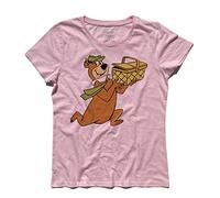 3styler T-Shirt Donna Orso Yoghi - Yogi Bear 2 - Cartoons Anni 60 Shirt - Linea Classic - 100% Cotone 185 gr/mq (L, Rosa)