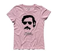 3styler T-Shirt Donna Pablo Escobar Pablito Plata o Plomo - Maglietta Maniche Corte in Cotone - Maglietta Cinema, trafficanti, Shirt Crime - Linea Classic - 100% Cotone 185 gr/mq (S, Rosa)