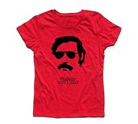 3styler T-Shirt Donna Pablo Escobar Pablito Plata o Plomo - Maglietta Maniche Corte in Cotone - Maglietta Cinema, trafficanti, Shirt Crime - Linea Classic - 100% Cotone 185 gr/mq (S, Rosso)