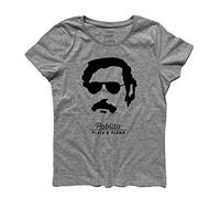 3styler T-Shirt Donna Pablo Escobar Pablito Plata o Plomo - Maglietta Maniche Corte in Cotone - Maglietta Cinema, trafficanti, Shirt Crime - Linea Classic - 100% Cotone 185 gr/mq (S, Grigio Melange)