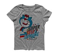 3styler T-Shirt Donna Supertelegattone - Gatto Azzurro Carosello - Super Telegattone - Linea Classic - 100% Cotone 185 gr/mq (S, Grigio Melange)