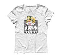 3styler T-Shirt Donna Tana delle Tigri Uomo Tigre Tiger Man - Maglietta in Cotone Maniche Corte Regalo Cartoni Animati Anni 80 - Linea Classic - 100% Cotone 185 gr/mq (L, Bianco)