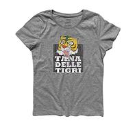 3styler T-Shirt Donna Tana delle Tigri Uomo Tigre Tiger Man - Maglietta in Cotone Maniche Corte Regalo Cartoni Animati Anni 80 - Linea Classic - 100% Cotone 185 gr/mq (L, Grigio Melange)