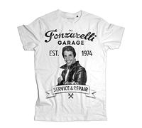 3styler T-Shirt Uomo Fonzie - The Fonz Happy Days - Linea Vintage - Cotone Organico 140 gr/mq