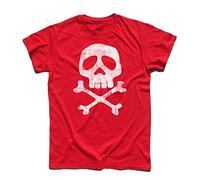 3styler T-Shirt Uomo Teschio Jolly Roger Flag Bandiera Pirata - Capitan t-Shirt - Linea Classic - 100% Cotone 185 gr/mq (L, Rosso)