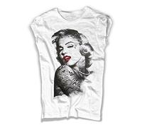 3stylercollection, Marilyn Tatuata t-Shirt Donna - Marilyn Tattooed, Colore: Bianco, Taglia: Medium
