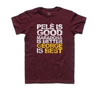 3stylershop T-Shirt Uomo George Best 1 - Pelè è Buono, Maradona è Meglio, George è il Migliore