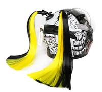 3T-SISTER Casco Pigtails Gradiente Rampa Casco Coda di Cavallo Casco Capelli con Ventosa Decorazione per Capelli per Moto Bici 2PCS 35,6 cm Nero Giallo Colore