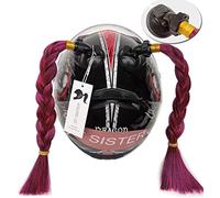 3T-SISTER Casco Trecce Gradiente Rampa Casco Coda di Cavallo Casco Capelli con Ventosa Decorazione Capelli per Motocicletta 2 Pezzi 14 Pollici
