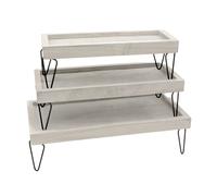 3tlg. Dekotablett-Set Con Metallfüßen Vassoio Legno Decorazione
