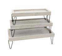 3tlg. Dekotablett-Set Con Metallfüßen Vassoio Legno Decorazione
