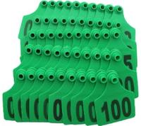 3UOOWWFA 100 etichette per orecchie di bovini grandi, 75 x 100 cm, etichette per orecchie di mucca, tessera identificativa per bestiame, maiali, animali di grandi dimensioni, 1-100, giallo (verde 201)