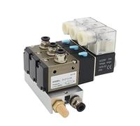 3V210-08-NC Elettrovalvola a solenoide normalmente chiusa con base di raccordo del silenziatore, collettore DC12v 24v AC110v 220v 3 porte, 1 pz.(Dc12v 6mm Fittings,2 Stations)