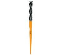 3ve Spazzola Professionale per Capelli Tonda con Manico in Legno di Faggio, Setola di Cinghiale Rinforzato, Arancione, Diametro 18mm
