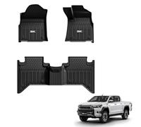 3W Tappetini adatti per Toyota Hilux 2020-2024 2025, tutte le condizioni atmosferiche, adatti agli animali domestici, TPE su misura, tappetini per auto resistenti, impermeabili, antiscivolo, facili da