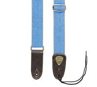 3Way Musical - Tracolla per chitarra acustica/elettrica e basso, in pelle e cotone, regolabile, 1,5 m, 3 colori disponibili, Blu