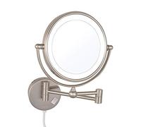 3WWWQMAA8 Specchio illuminato per la vita e il trucco a parete, specchio singolo pieghevole con ingrandimento illuminato in ottone (colore: oro, dimensioni: 3X) (cromato 7X) (nichel 5X)