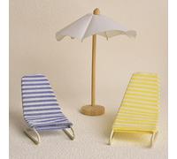 3x 1:12 Scala Doll House Beach Sedia e Ombrella Bambole Accessori