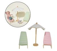 3x 1:12 Scala Doll House Beach Sedia e Ombrella Bambole Accessori