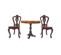 3x 1/12 Tavolo Rotondo in Legno E Sedie Mobili per Scene di Vita Decorazioni per