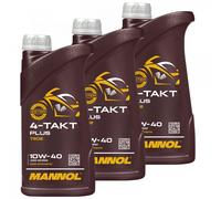 3x 1 Litri Olio Motore Mannol 4-Takt Plus Api Sl 10W40 per beta BMW Derbi Ducati