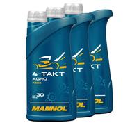 3x 1 Litri Olio Motore per 4-Takt Trattore Tosaerba Agro SAE 30 Mannol Api Sg