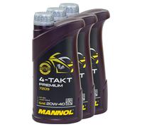 3X 1 LITRO MANNOL OLIO MOTORE 4 TEMPI PREMIUM 7209 20W40 API SN JASO MA2