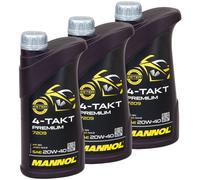 3X 1 LITRO MANNOL OLIO MOTORE 4 TEMPI PREMIUM 7209 20W40 API SN JASO MA2
